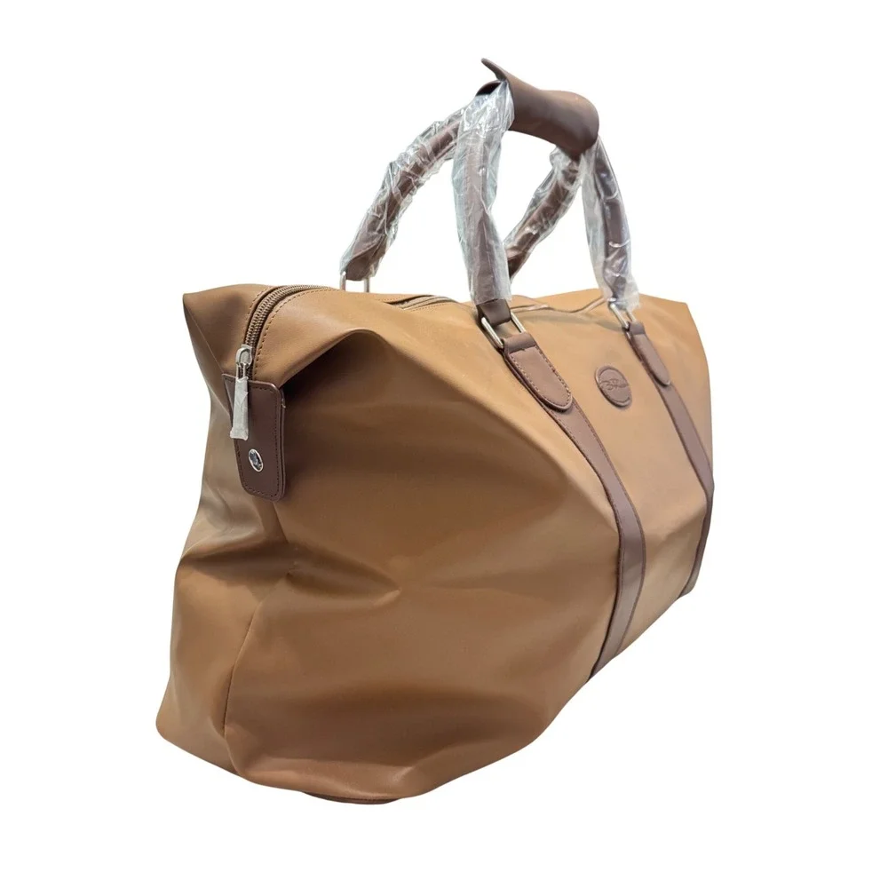 Bella Russo Duffle Travel Bag Unisex Large Tan New Double Handle Zipper‎ Closure